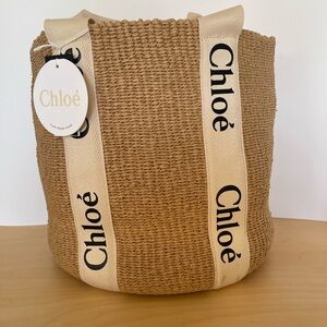 Chloé Large Woody Straw Basket Tote
